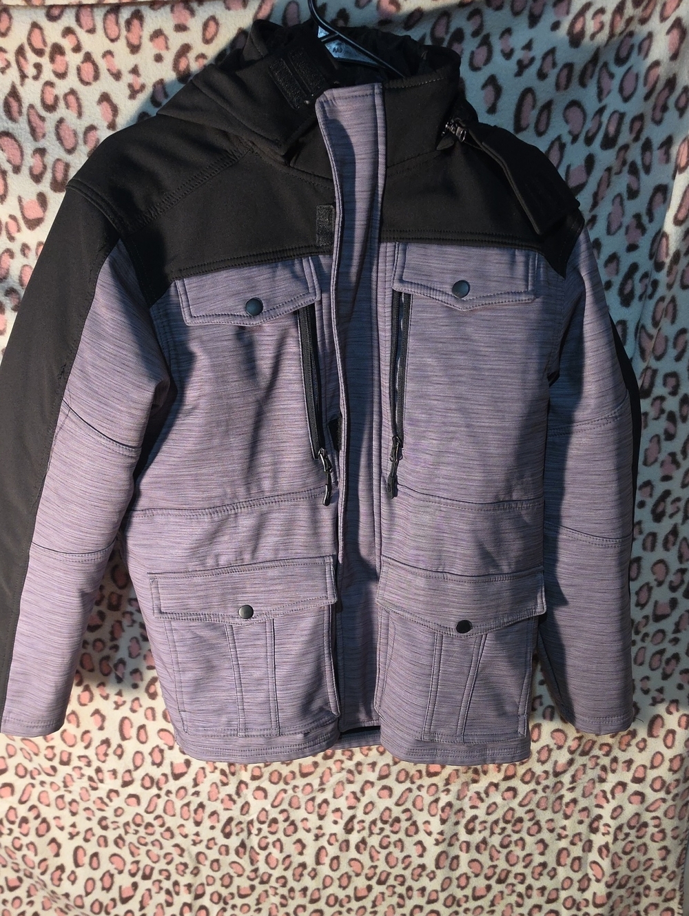 CB casual Men's Lavender and Black Performance Jacket with Hood